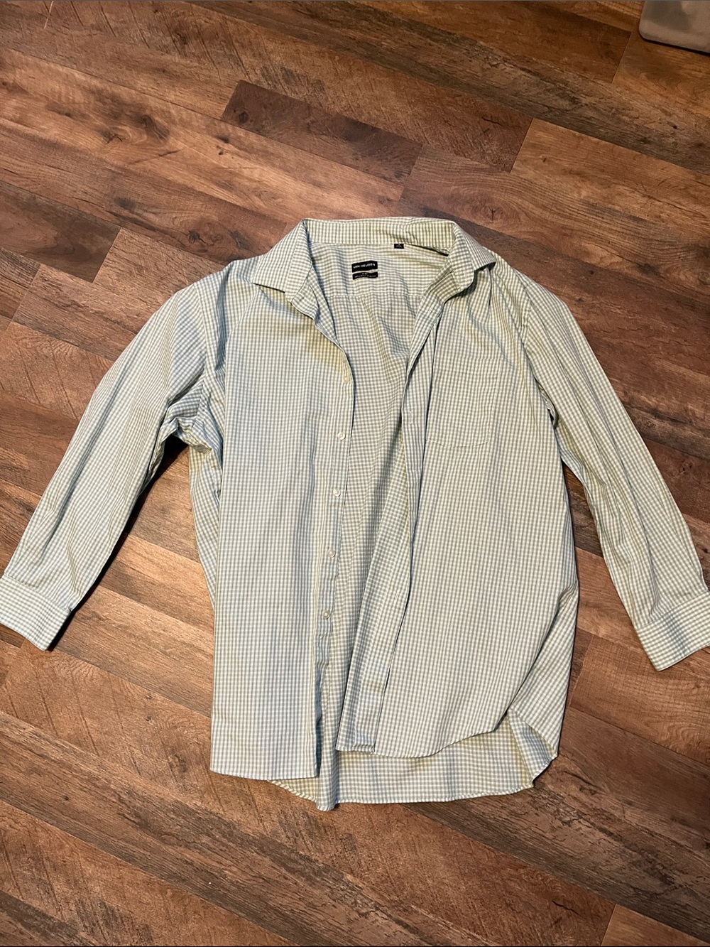 Van Heusen Light Blue and White Check Button-Down Shirt